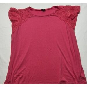 Torrid plus size women's classic pink top, lace sleeves sz 5